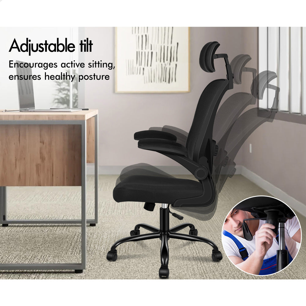 ALFORDSON Mesh Office Chair Executive Fabric Tilt Black