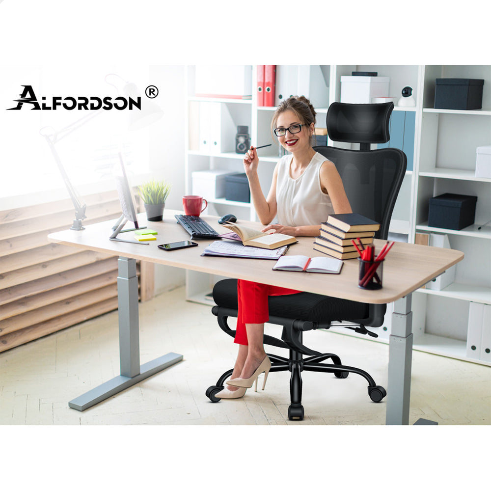 ALFORDSON Mesh Office Chair Ergonomic Executive Seat All Black