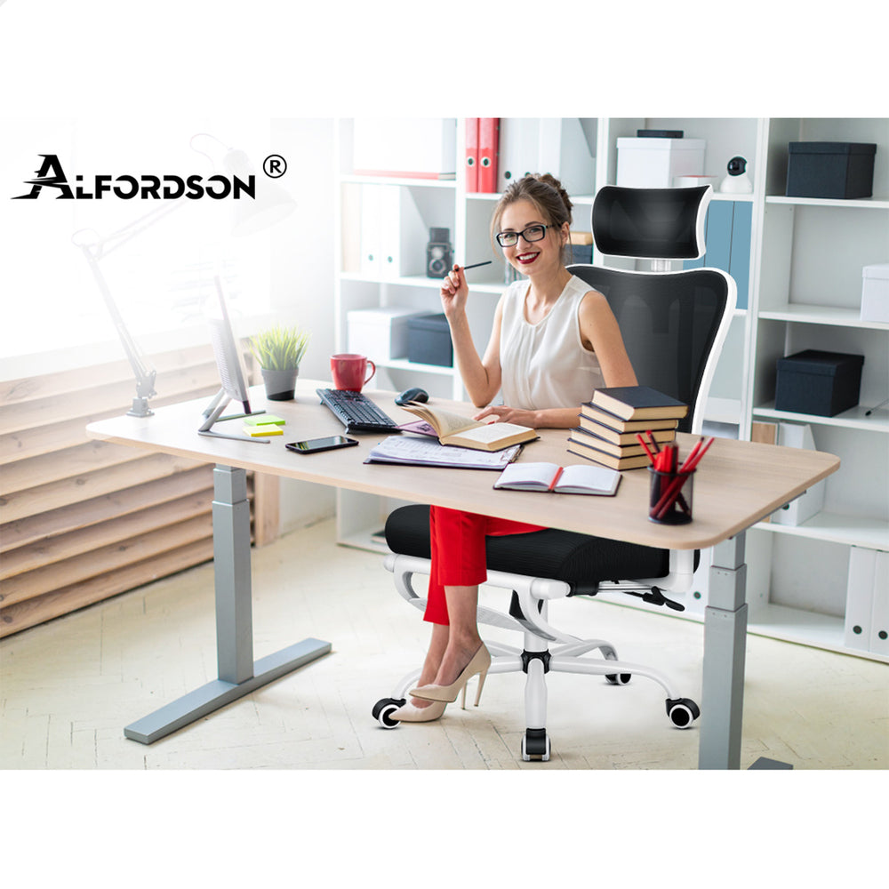 ALFORDSON Mesh Office Chair Ergonomic Executive Seat Black White