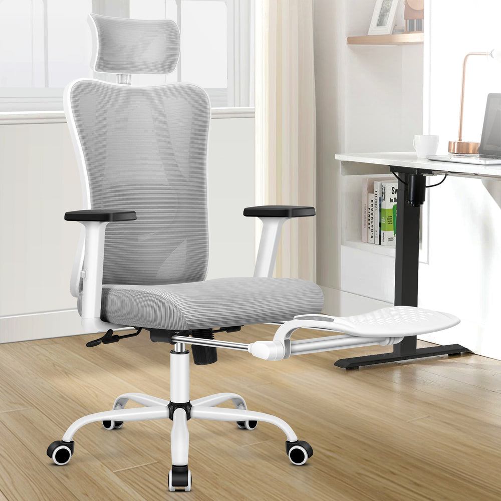 ALFORDSON Mesh Office Chair Ergonomic Executive Seat Grey White