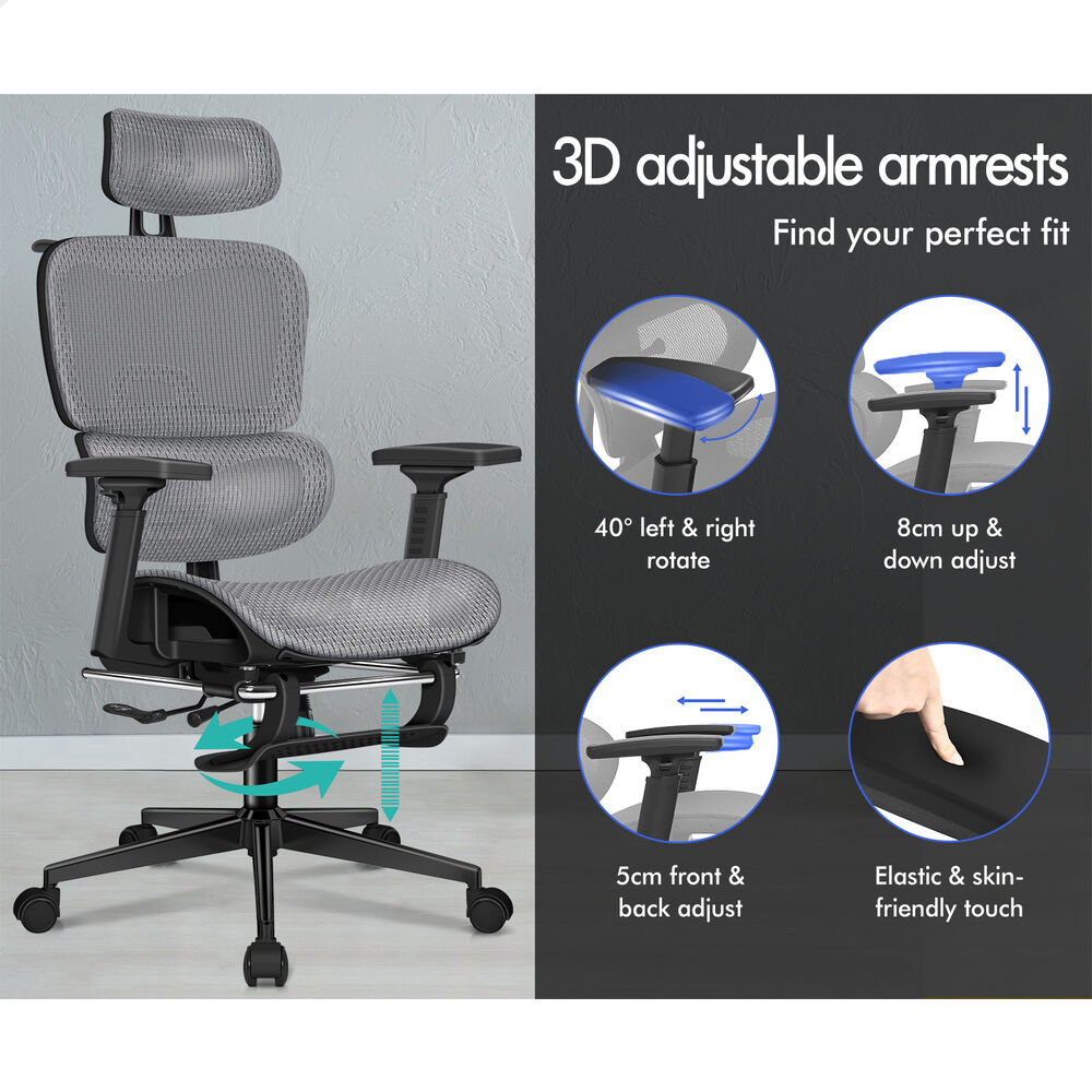 ALFORDSON Ergonomic Office Chair Mesh Executive Racing Computer Seat Black Grey