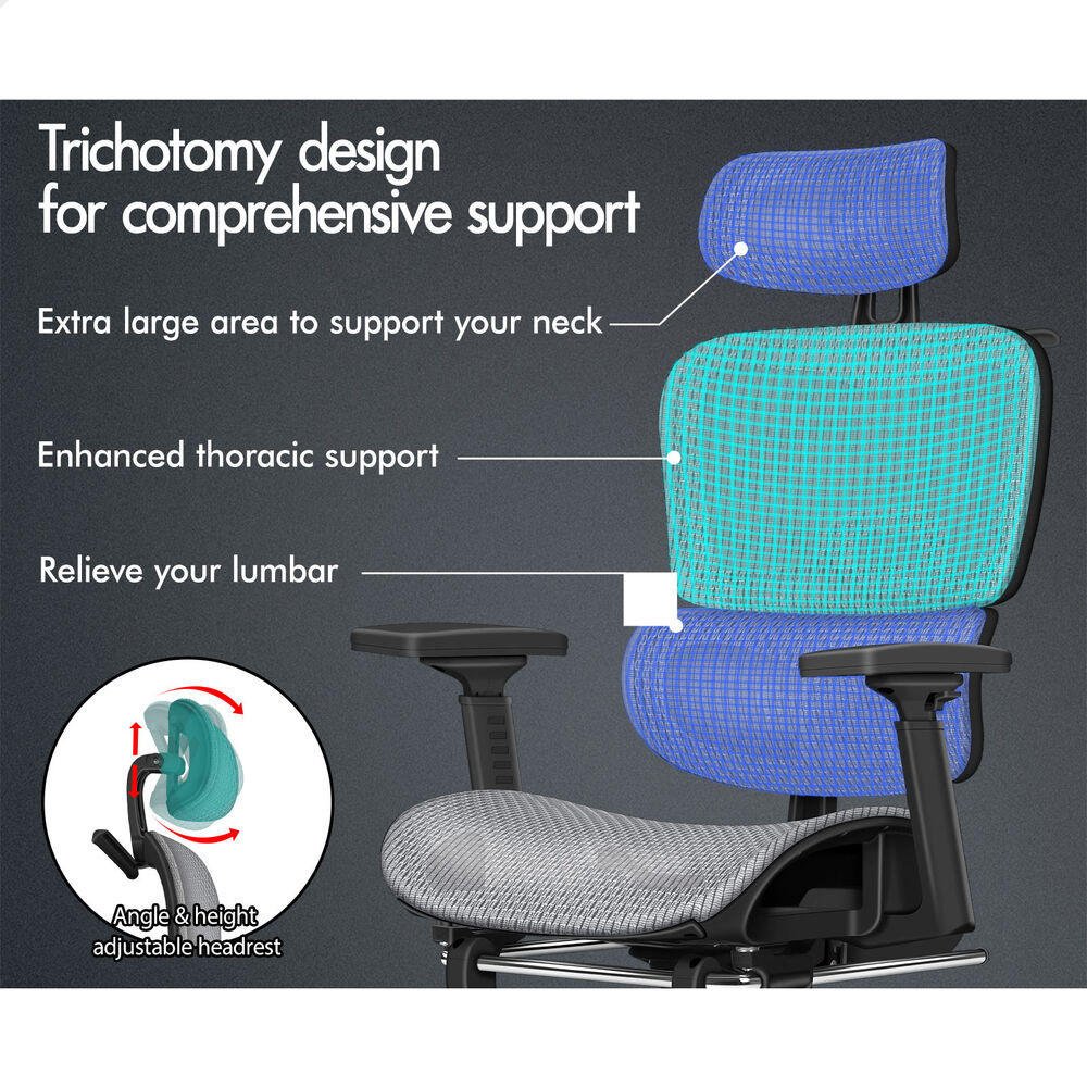 ALFORDSON Ergonomic Office Chair Mesh Executive Racing Computer Seat Black Grey