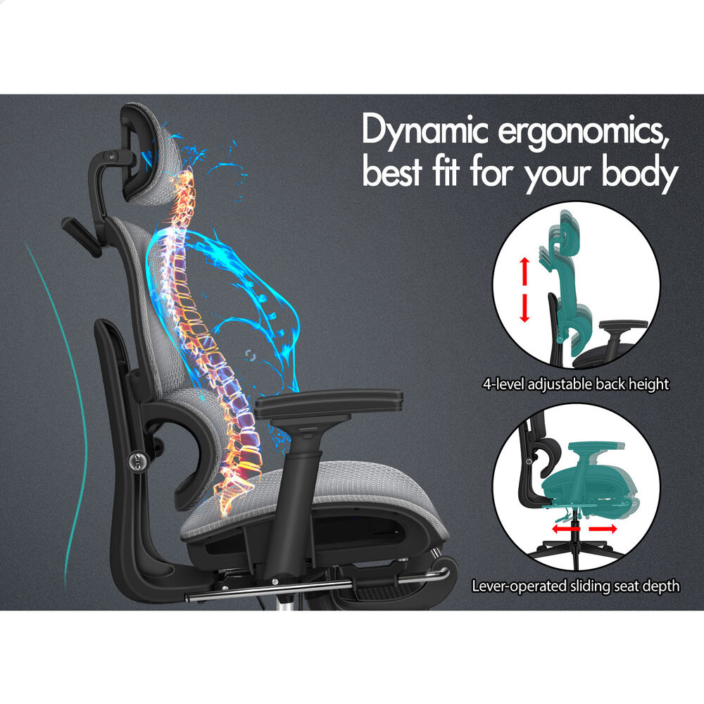ALFORDSON Ergonomic Office Chair Mesh Executive Racing Computer Seat Black Grey