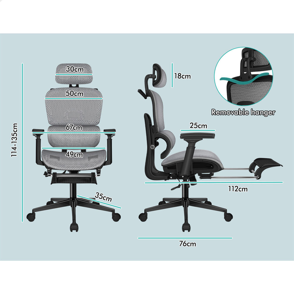 ALFORDSON Ergonomic Office Chair Mesh Executive Racing Computer Seat Black Grey