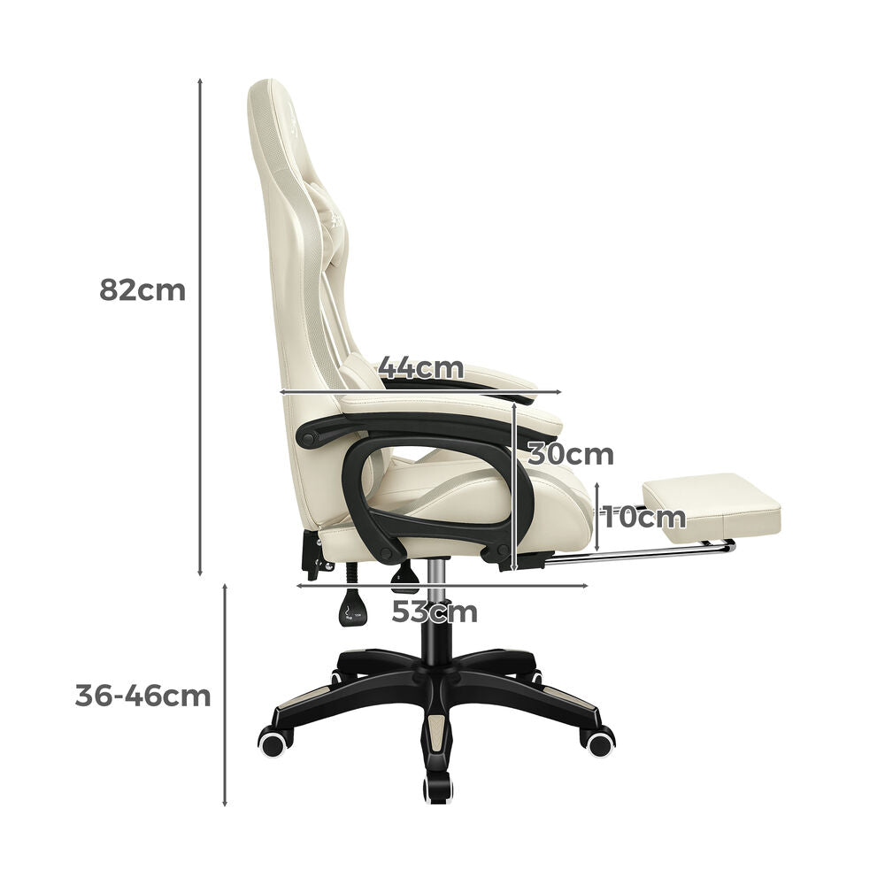 ALFORDSON Gaming Office Chair 12 RGB LED Massage Computer Seat Footrest Beige