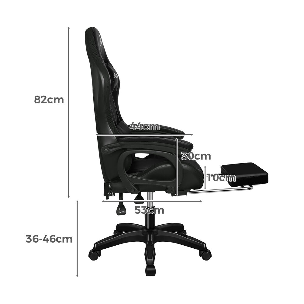 ALFORDSON Gaming Office Chair 12 RGB LED Massage Computer Seat Footrest Black