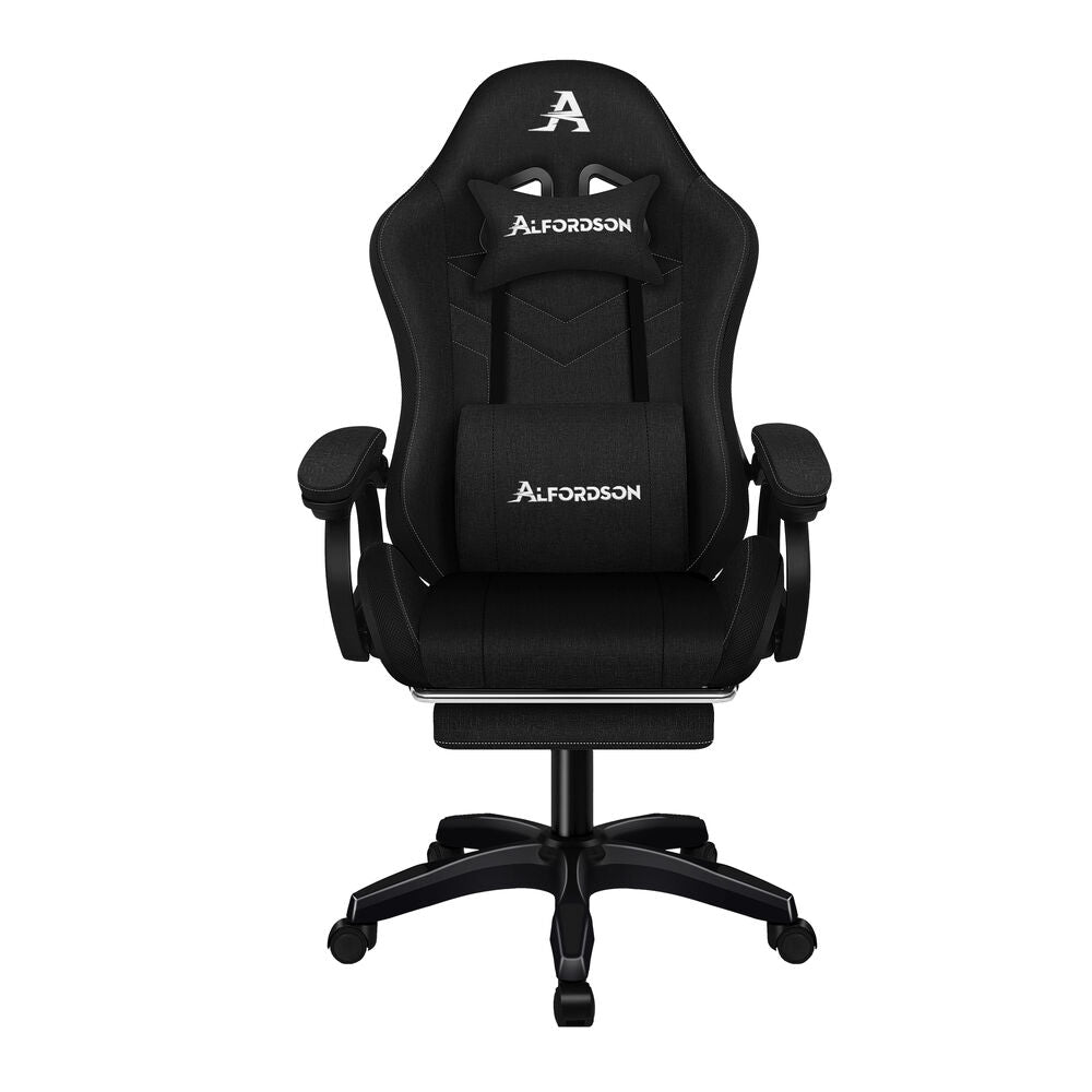 ALFORDSON Gaming Office Chair 12 RGB LED Massage Computer Seat Fabric Black