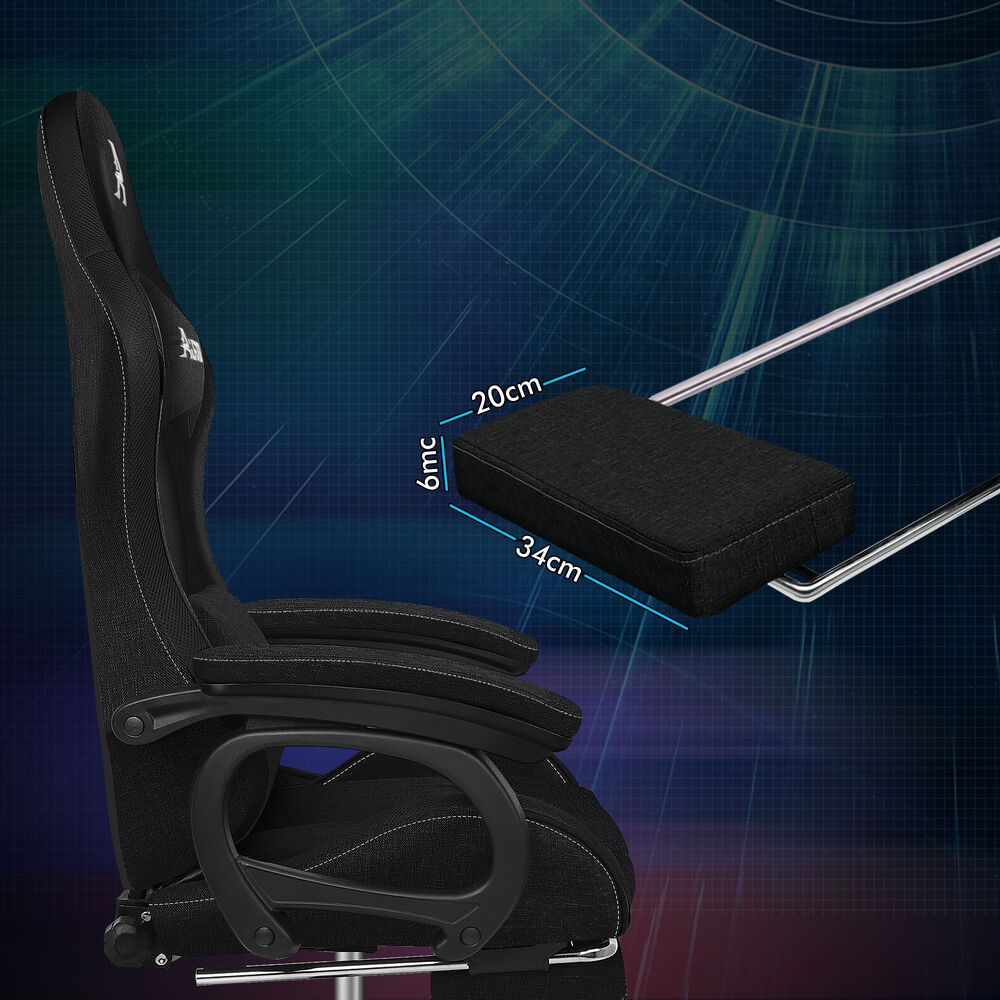 ALFORDSON Gaming Office Chair 12 RGB LED Massage Computer Seat Fabric Black