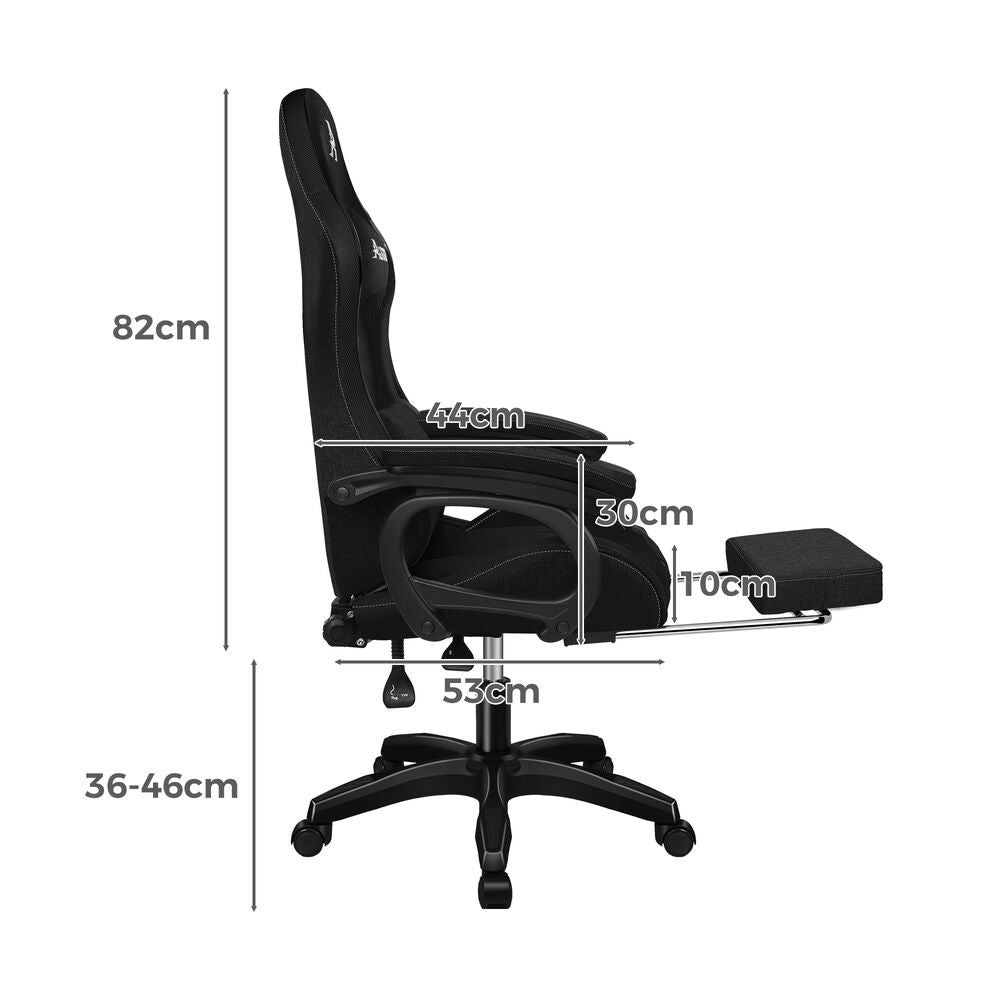 ALFORDSON Gaming Office Chair 12 RGB LED Massage Computer Seat Fabric Black