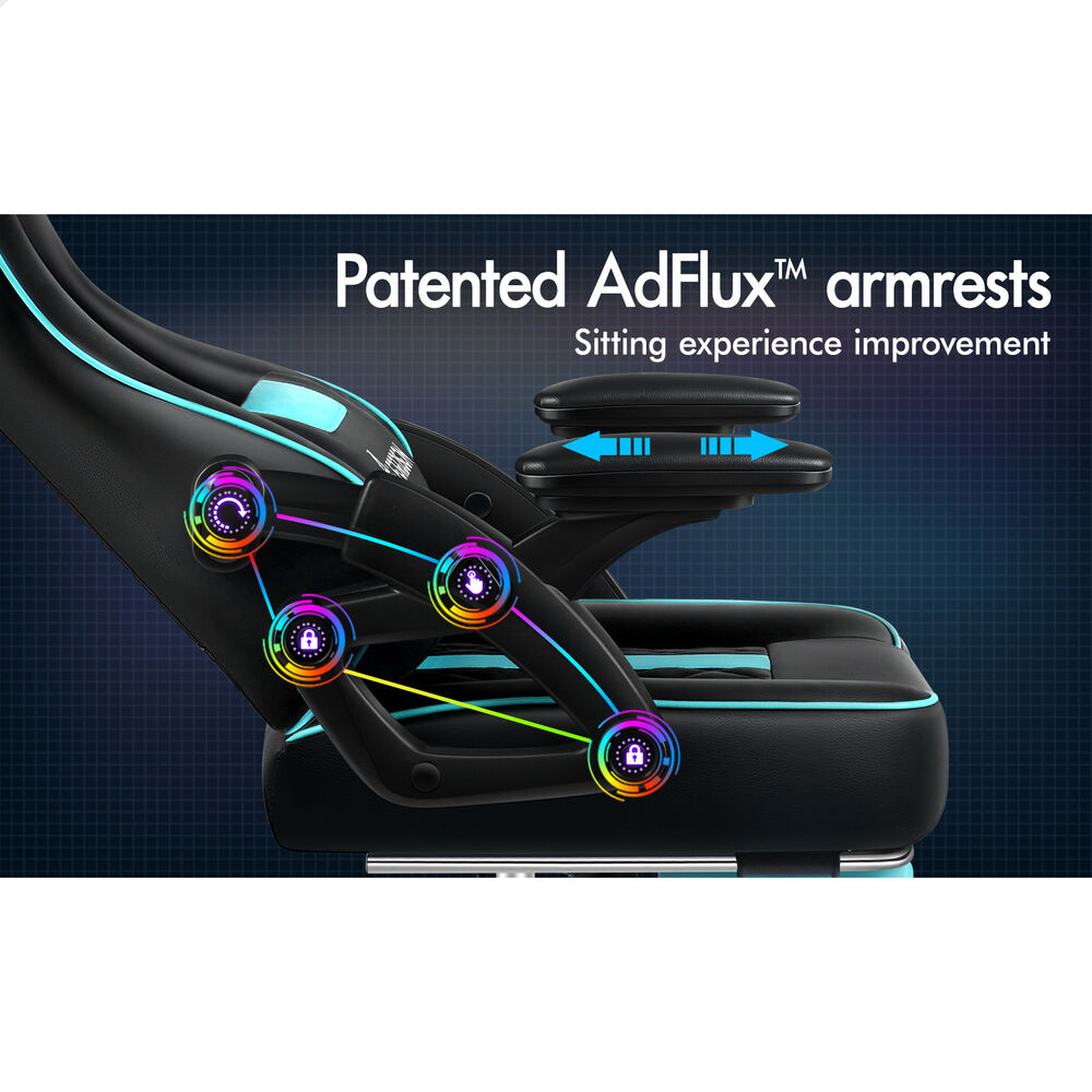 ALFORDSON Gaming Office Chair Massage Computer Footrest Leather Black & Cyan