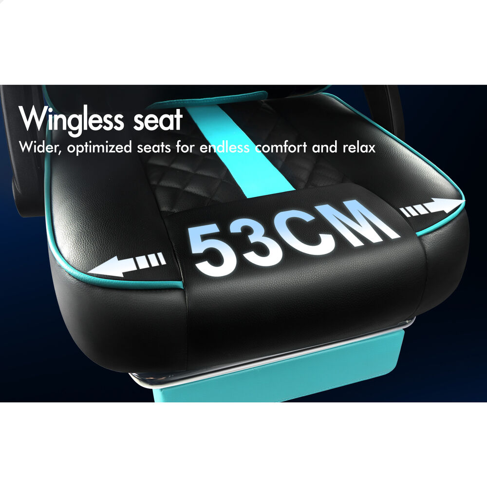 ALFORDSON Gaming Office Chair Massage Computer Footrest Leather Black & Cyan