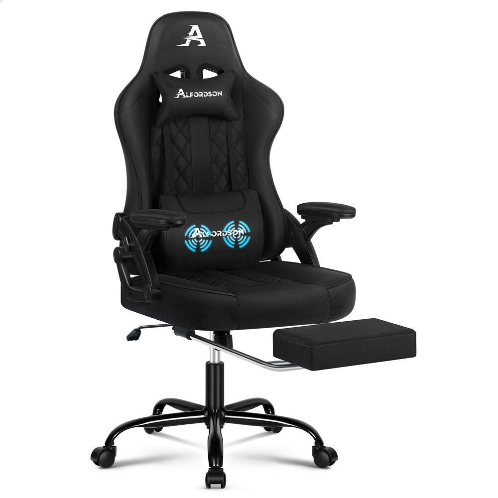 ALFORDSON Gaming Office Chair Massage Computer Footrest Seat Fabric Black