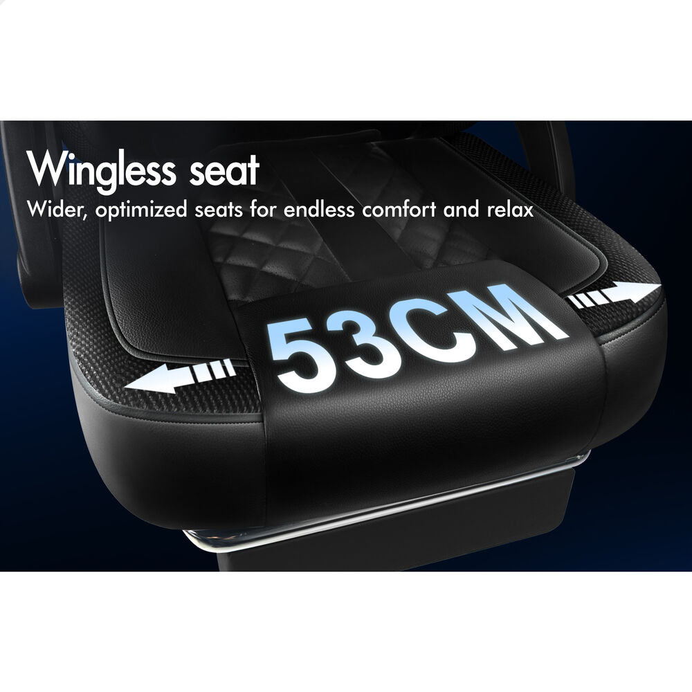 ALFORDSON Gaming Chair Office Massage 12 RGB LED Computer Seat Leather All Black