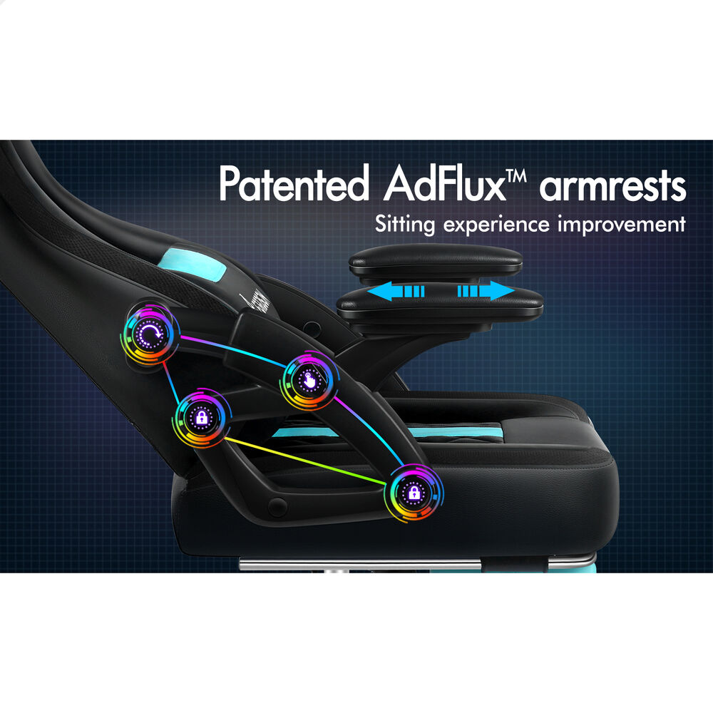ALFORDSON Gaming Chair Office Massage 12 RGB LED Computer Leather Black & Cyan