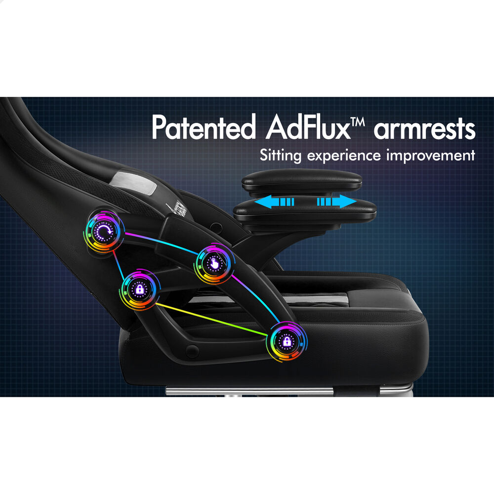 ALFORDSON Gaming Chair Office Massage 12 RGB LED Computer Leather Black & Grey