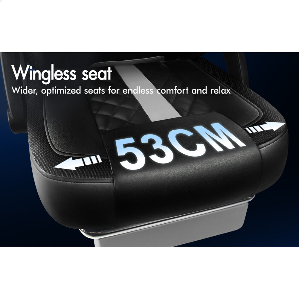 ALFORDSON Gaming Chair Office Massage 12 RGB LED Computer Leather Black & Grey