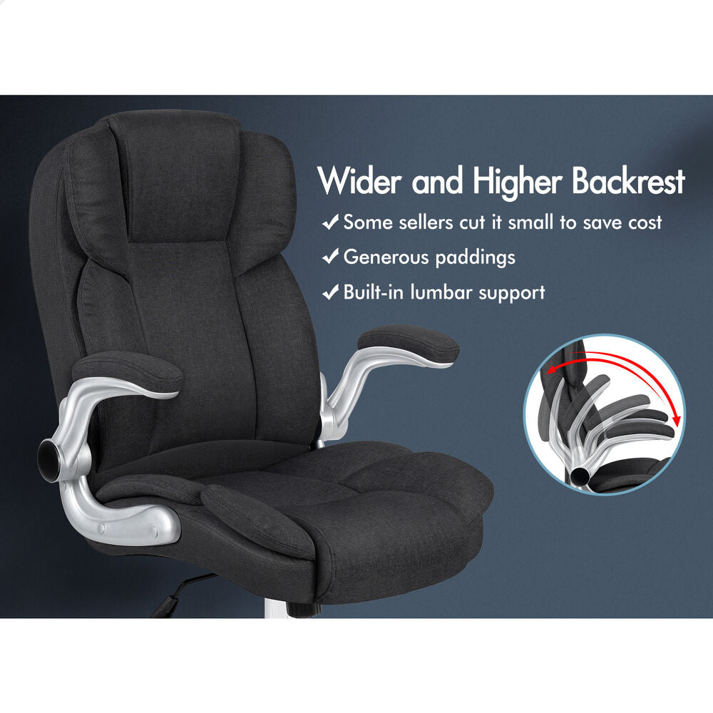 ALFORDSON Office Chair Executive Computer Gaming Racer Fabric Work Seat Black