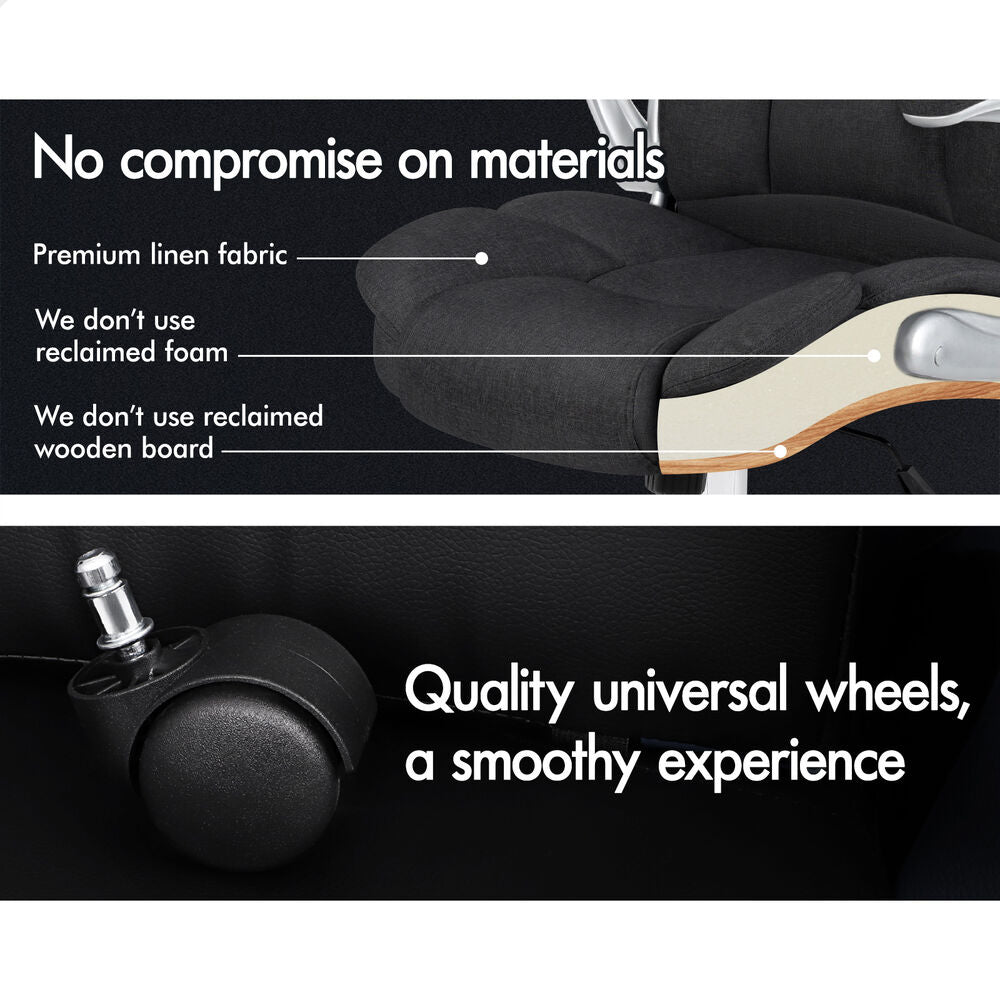 ALFORDSON Office Chair Executive Computer Gaming Racer Fabric Work Seat Black