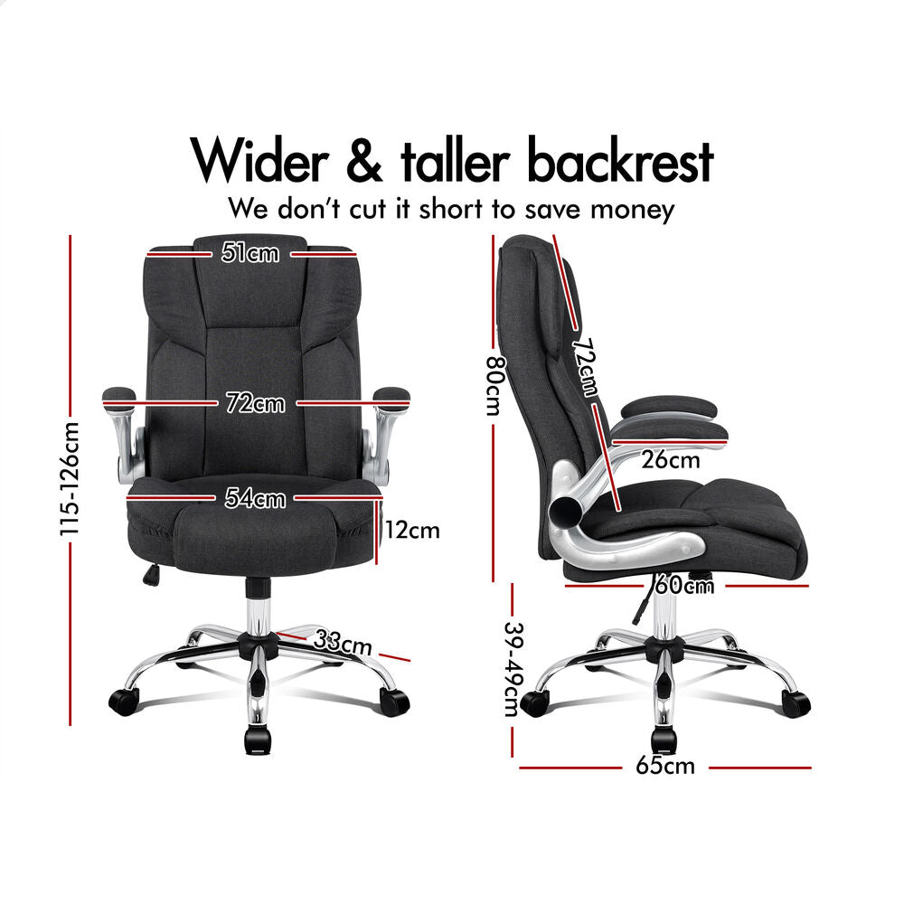 ALFORDSON Office Chair Executive Computer Gaming Racer Fabric Work Seat Black