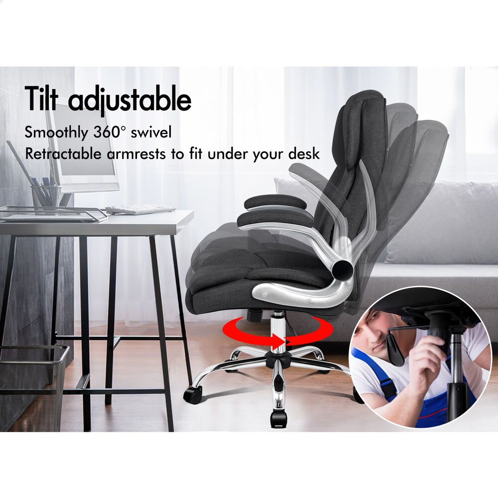 ALFORDSON Office Chair Executive Computer Gaming Racer Fabric Work Seat Black