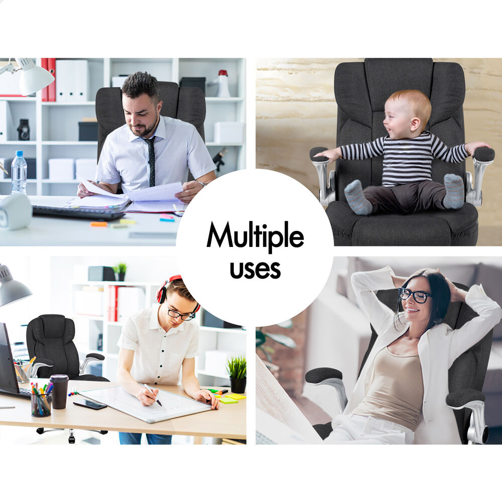 ALFORDSON Office Chair Executive Computer Gaming Racer Fabric Work Seat Black