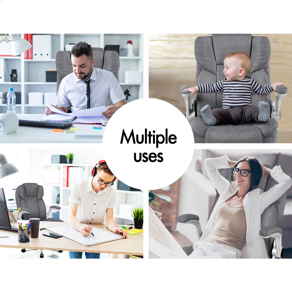 ALFORDSON Office Chair Executive Computer Gaming Racer Fabric Work Seat Grey