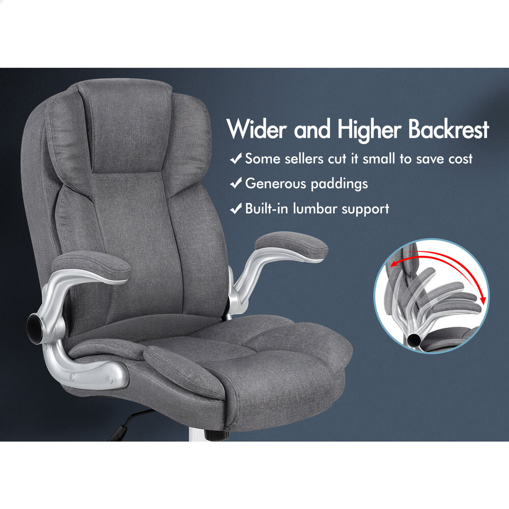 ALFORDSON Office Chair Executive Computer Gaming Racer Fabric Work Seat Grey