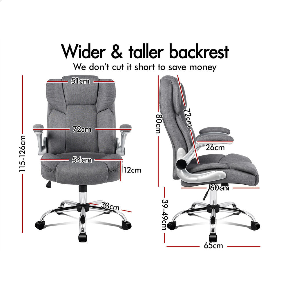 ALFORDSON Office Chair Executive Computer Gaming Racer Fabric Work Seat Grey