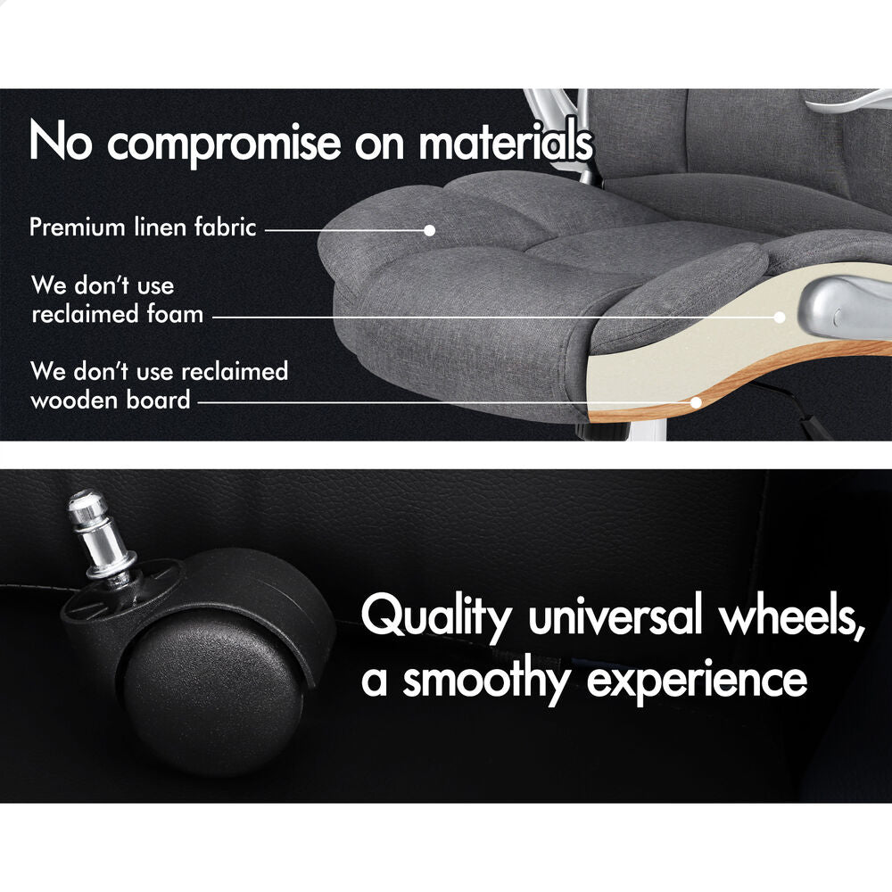 ALFORDSON Office Chair Executive Computer Gaming Racer Fabric Work Seat Grey