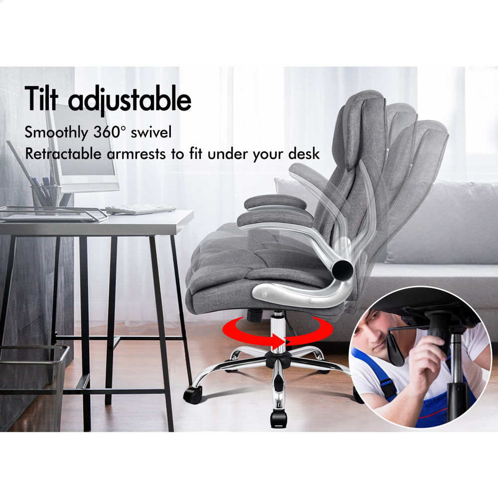 ALFORDSON Office Chair Executive Computer Gaming Racer Fabric Work Seat Grey