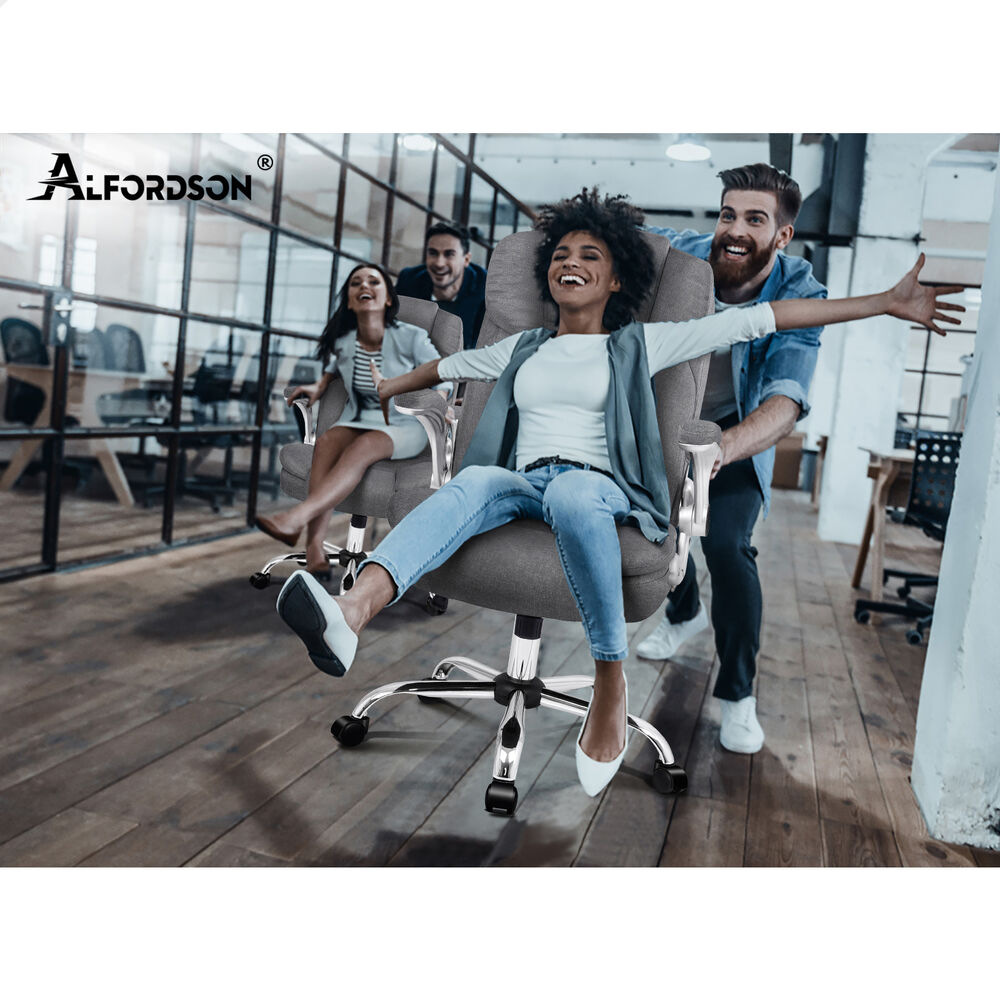 ALFORDSON Office Chair Executive Computer Gaming Racer Fabric Work Seat Grey