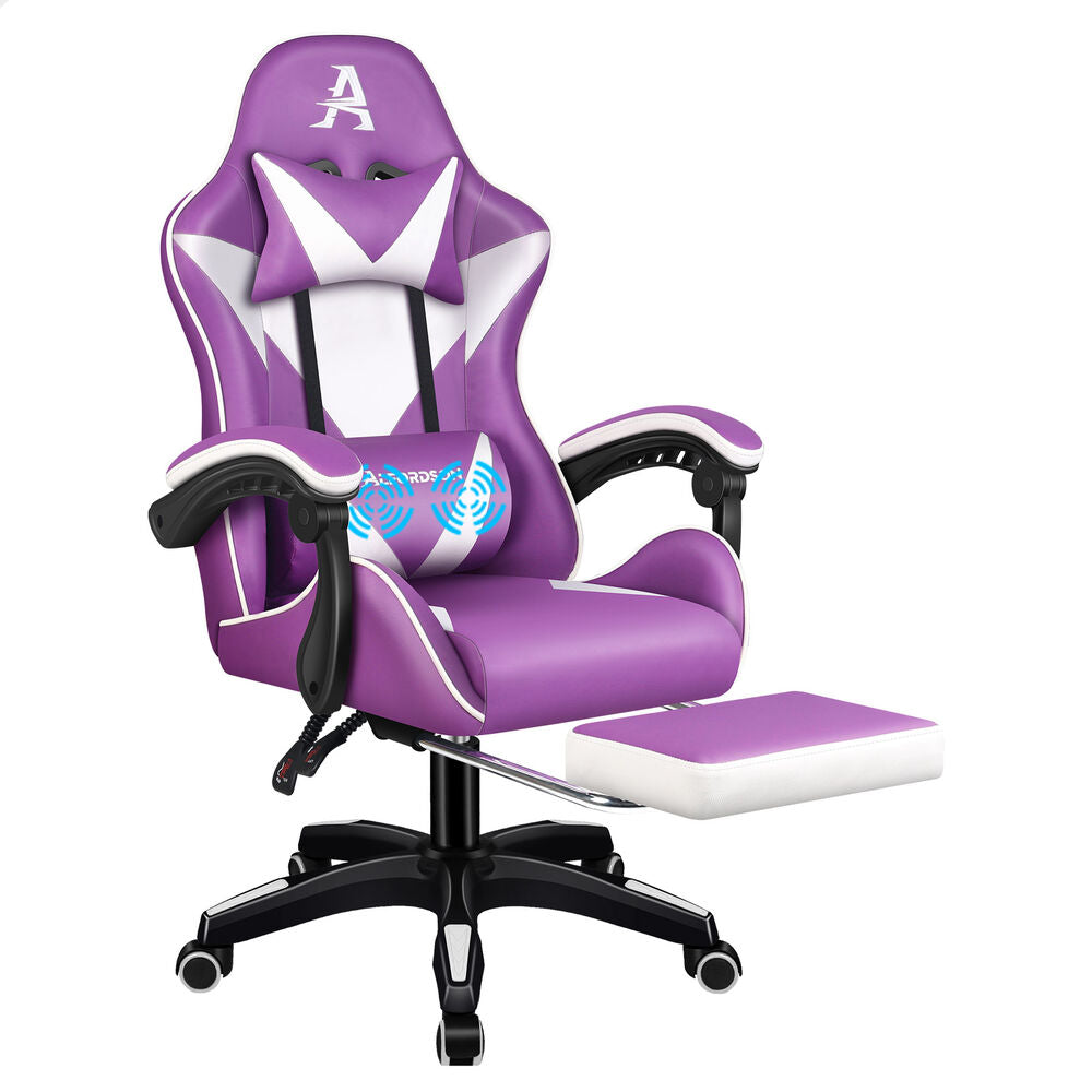 ALFORDSON Gaming Office Chair Massage Computer Footrest Leather Purple & White