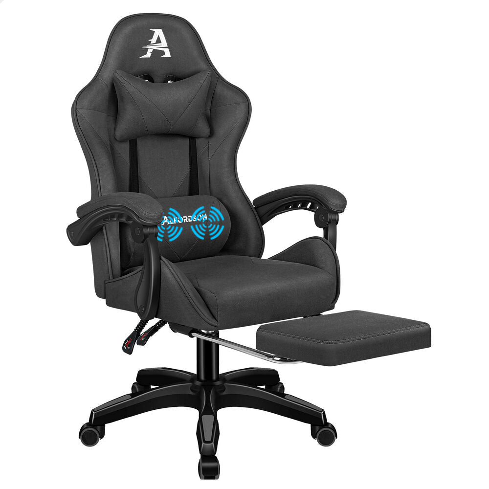 ALFORDSON Gaming Office Chair Massage Computer Footrest Seat Leathaire Dark Grey