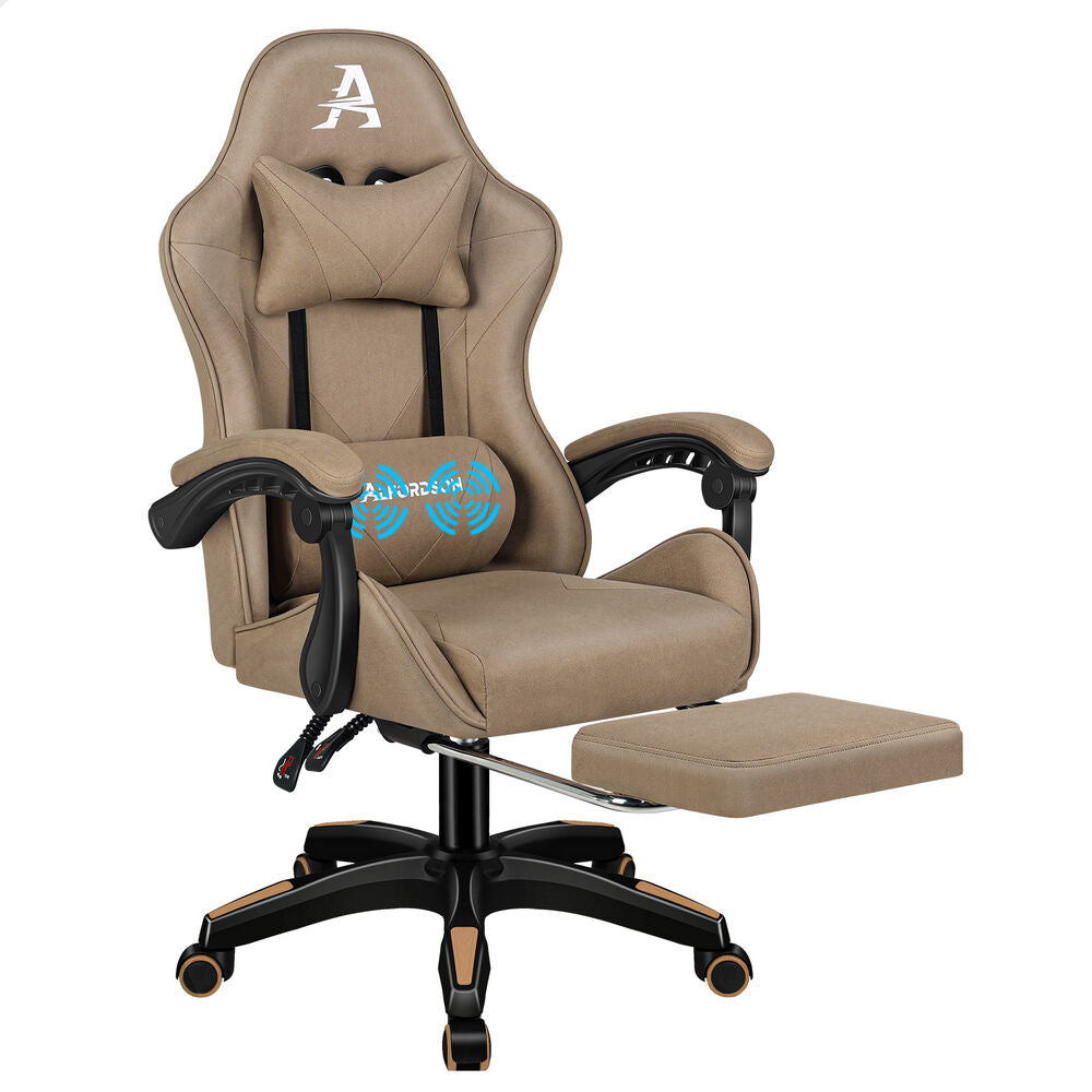 ALFORDSON Gaming Office Chair Massage Computer Footrest Seat Leathaire Khaki