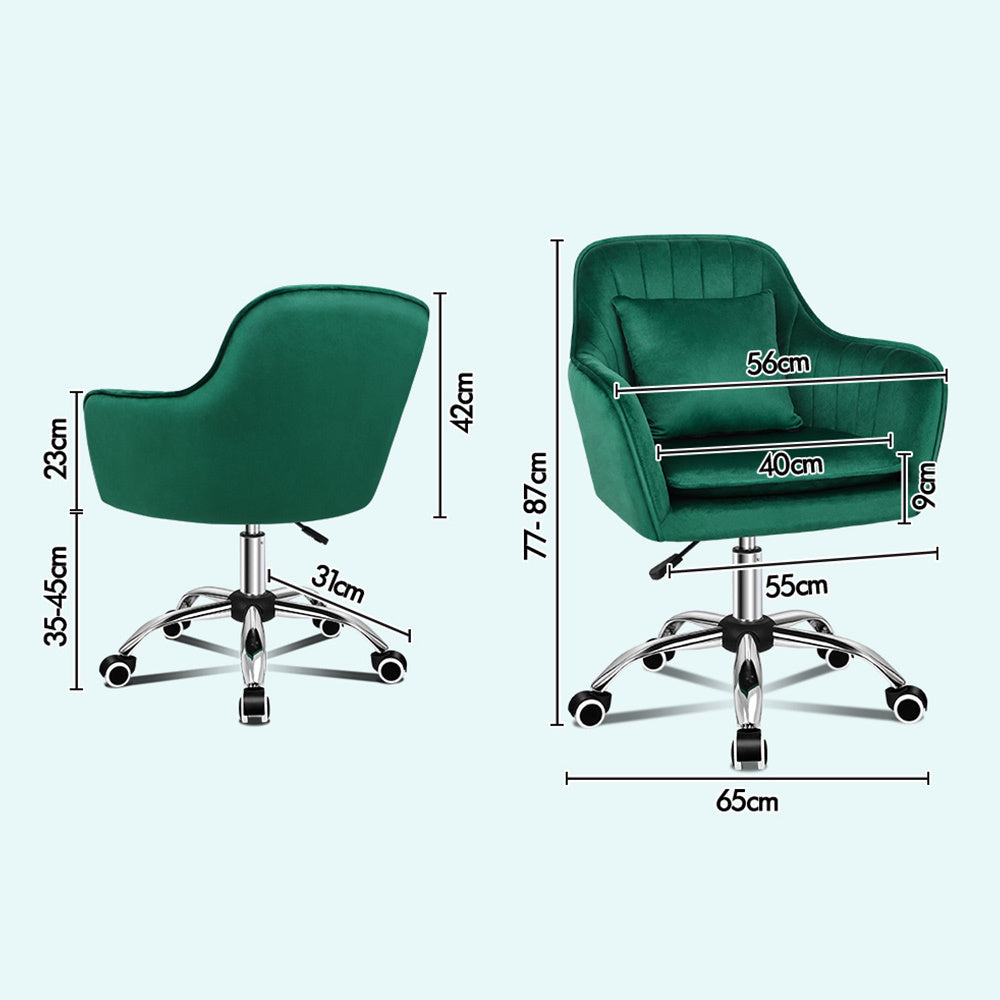 ALFORDSON Velvet Office Chair Computer Desk Chairs Swivel Armchair Work Seat Green Adult Kids