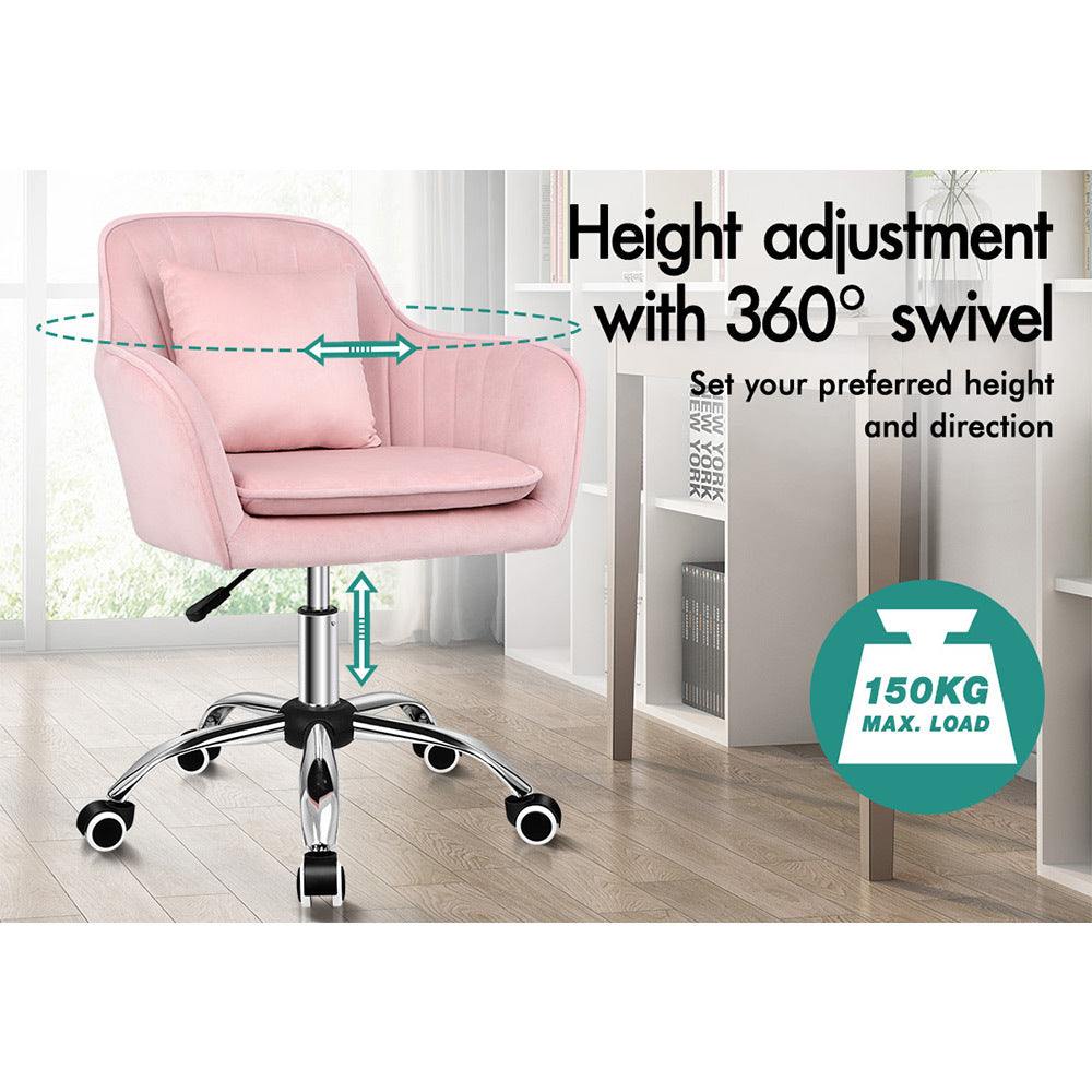 ALFORDSON Velvet Office Chair Computer Desk Chairs Swivel Armchair Work Seat Pink Adult Kids