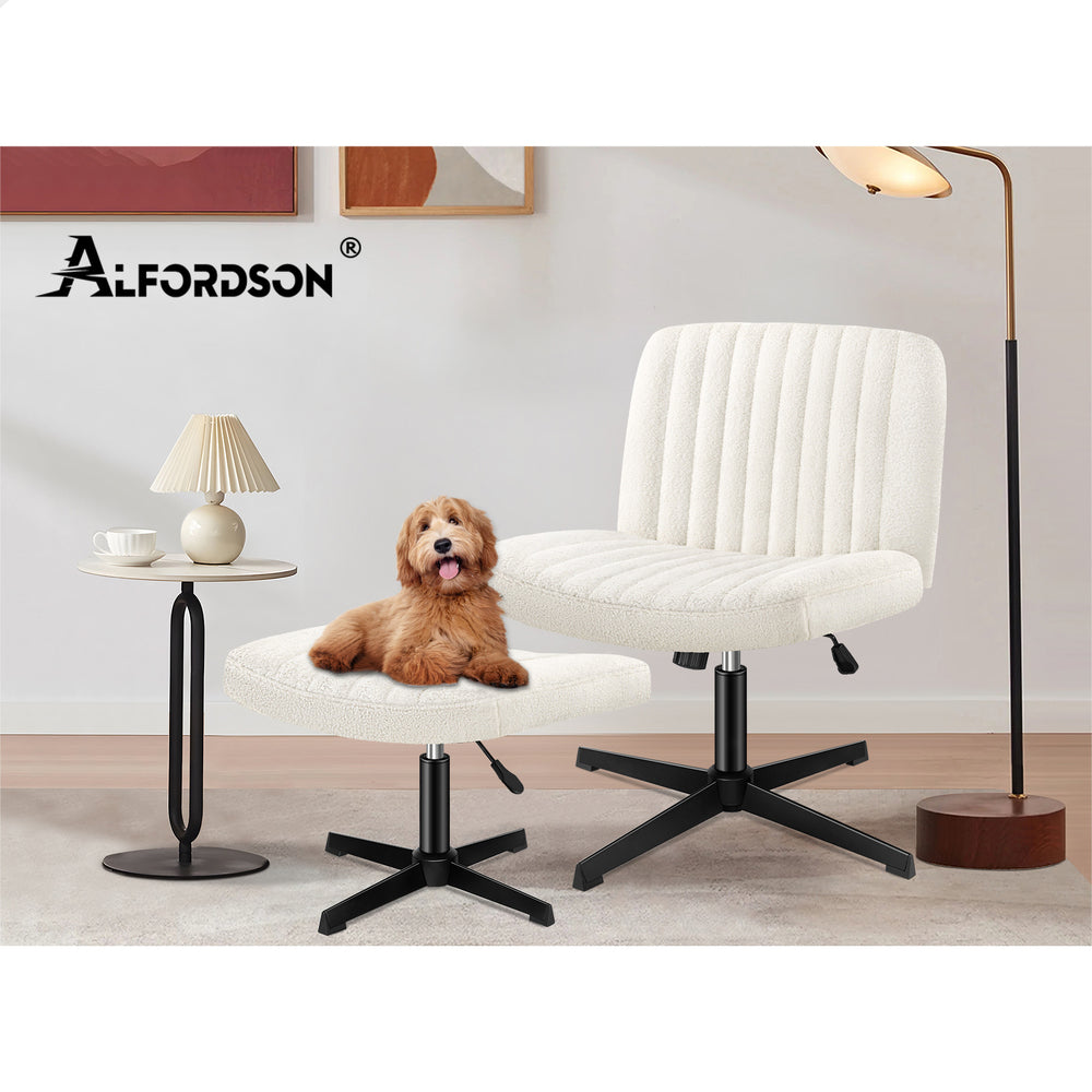 1 ALFORDSON Office Chair Mid back with Ottoman Boucle White