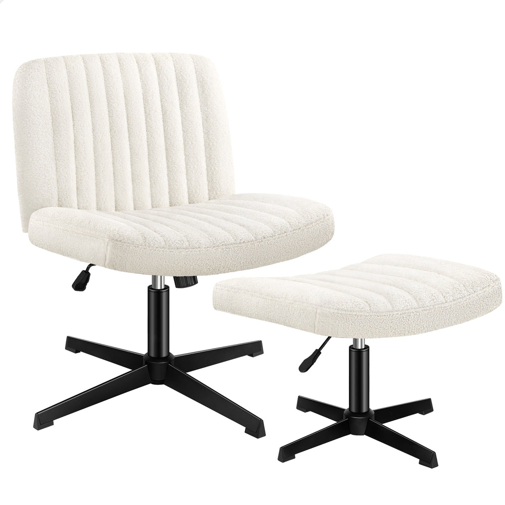 1 ALFORDSON Office Chair Mid back with Ottoman Boucle White