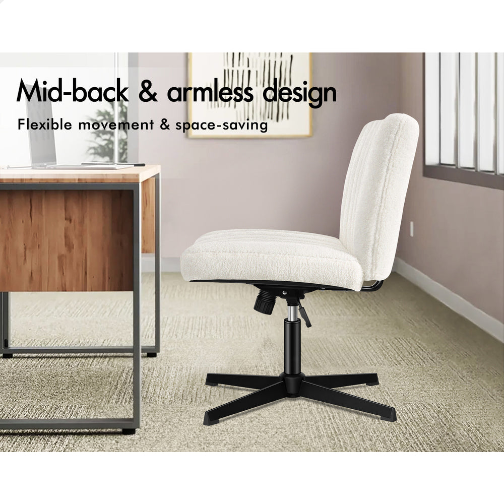 1 ALFORDSON Office Chair Mid back with Ottoman Boucle White