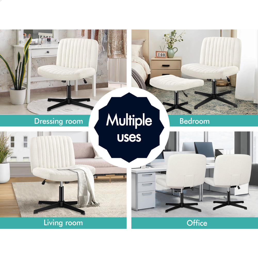1 ALFORDSON Office Chair Mid back with Ottoman Boucle White