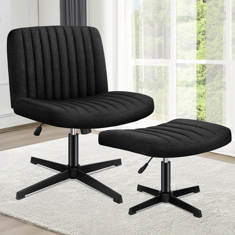1 ALFORDSON Office Chair Mid back with Ottoman Fabric Black