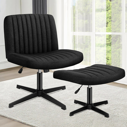 1 ALFORDSON Office Chair Mid back with Ottoman Fabric Black