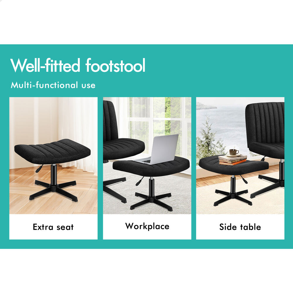 1 ALFORDSON Office Chair Mid back with Ottoman Fabric Black