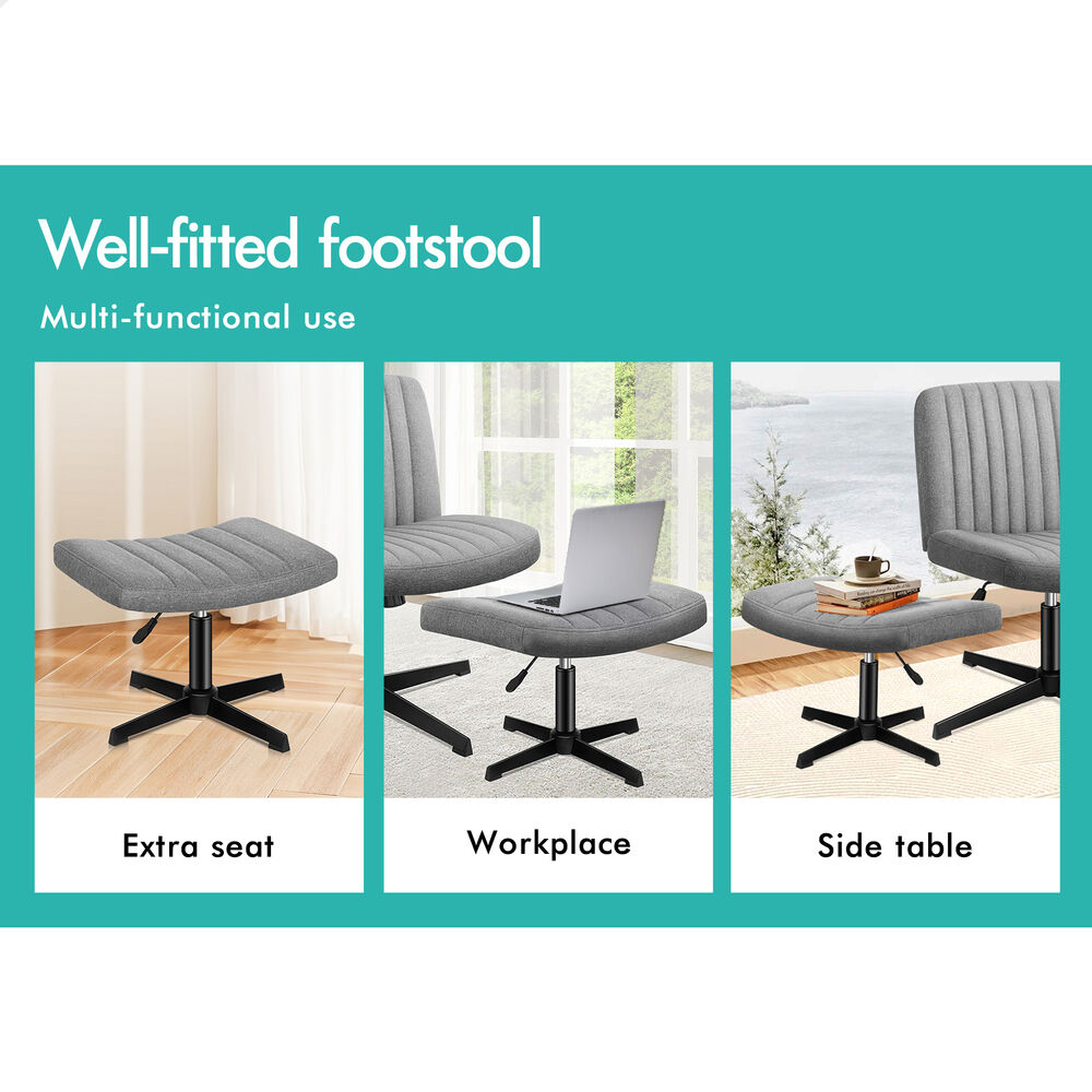 1 ALFORDSON Office Chair Mid back with Ottoman Fabric Grey