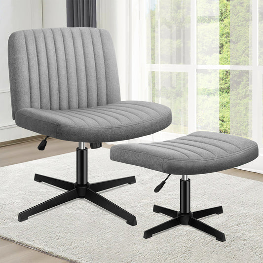 1 ALFORDSON Office Chair Mid back with Ottoman Fabric Grey