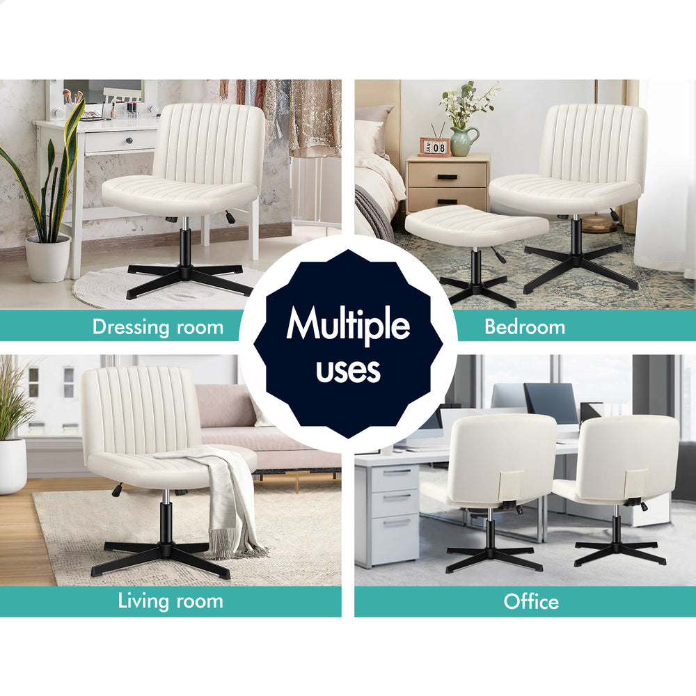 1 ALFORDSON Office Chair Mid back with Ottoman Velvet Beige