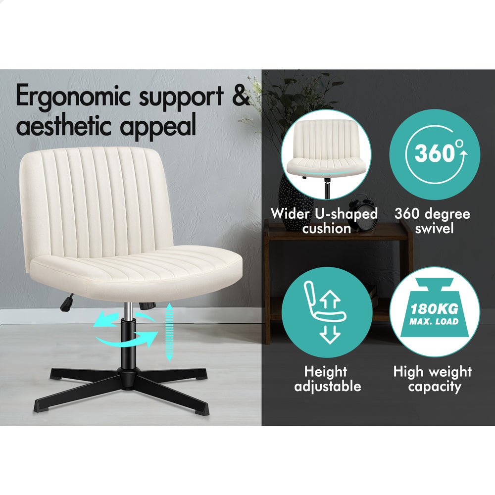 1 ALFORDSON Office Chair Mid back with Ottoman Velvet Beige