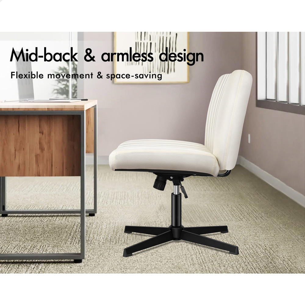 1 ALFORDSON Office Chair Mid back with Ottoman Velvet Beige
