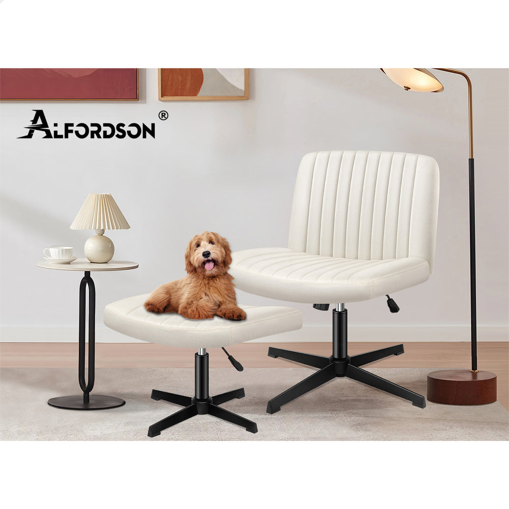 1 ALFORDSON Office Chair Mid back with Ottoman Velvet Beige