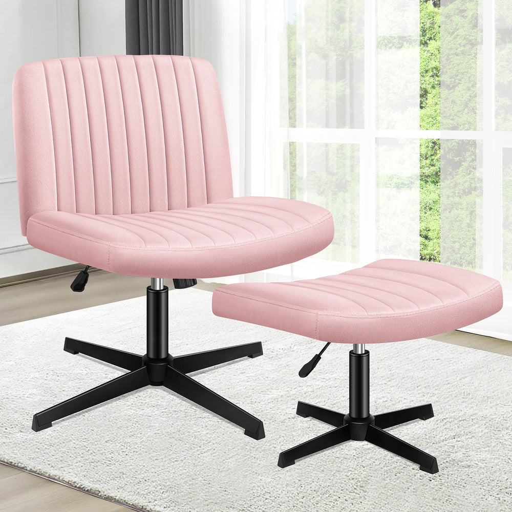 1 ALFORDSON Office Chair Mid back with Ottoman Velvet Pink